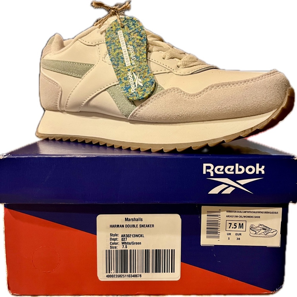 Women’s Harmon Run Double Sneaker size 7.5M white/green/blue